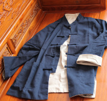 Cotton linen Tang suit double-sided can wear a jacket casual clothing Taiji clothing Jushi uniform Chinese style fattening