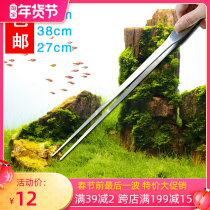Stainless steel aquatic grass clip fish tank landscape tool straight bend clip fleshy planting turtle reptile feeding clip super long tweezers