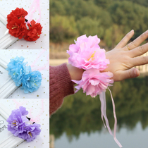 Korean fairy hand flower bracelet dance wrist flower children Beach flower show bridesmaid sister group hipster