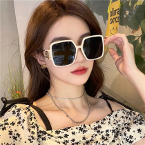 2021 new sun glasses female summer high Korean version of tide plain photo sunscreen polarized sunglasses large box slim thin