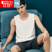 Red Bean Mens Pajamas Cotton Sleeveless Tank Top Shorts Summer Sports Can Go Out Thin Two-Piece Housewear Set