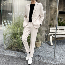 Korean light cooked high-end ins white loose suit suit mens Korean version of the Ruffian handsome casual suit jacket trend