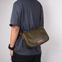  New simple mens messenger bag leather casual shoulder bag first layer cowhide retro postman bag trendy mens small satchel