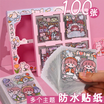 100 hand account stickers set cute cartoon hand account material waterproof stickers girl diary decorative stickers