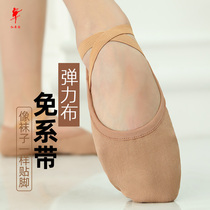 Red dance shoes dance shoes womens soft bottom training shoes adult full elastic cloth ballet no tie-up dance body cat claw shoes