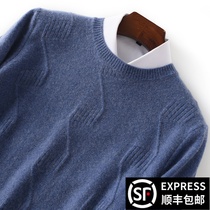 100%pure cashmere mens cardigan Erdos sweater thickened cashmere sweater mens round neck winter thickened large size