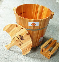 With cover Tibetan Aotang with stool thickened height 40CM incense cedar foot bath barrel Foot bath foot bath bucket wooden basin