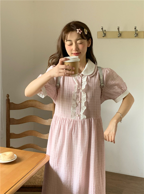 taobao agent Eggbag Rice Restaurant Pink double -layer collar pleated dress 6.15 night 8pm 10 % off new products