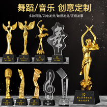 Crystal trophy custom notes prizes singing competition microphone piano music dance medals annual engraving custom