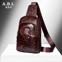 High-end crocodile chest bag for men genuine leather Damp Satchel Bag Black Satchel Casual Backpack Single Shoulder Bag Slanted Satchel Chest front bag