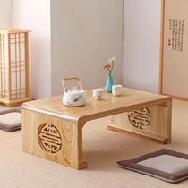 Pure solid wood Japanese tatami tea table can be customized table Zen low table balcony bay window small table Kang table