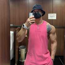 Summer fitness vest mens muscle iron waistband shoulder I-shaped training suit cotton Korean sports loose sleeveless T-shirt