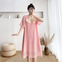 Angel Mommy~Maternity summer fashion sweet bow Chiffon thin maternity dress summer skirt