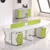 Staff desk minimalist modern table and chairs Combined computer Four-place 4 Screens work 6 station office furniture