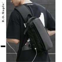 BOMaple IPAD flat chest Bag Mens shoulder shoulder bag Tide brand large capacity waterproof canvas charging backpack