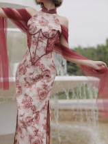 Four Jin homemade Nile Garden Modern French niche strapless improved long original daily cheongsam dress