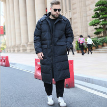 Fat man extra large size down jacket male super long knee plus fat coat fat extra large thick coat winter