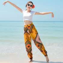 Bohemian Beach Pants Woman Bali National Wind Light Cage Pants Loose Kharen Pants Suit Printed Cotton Silk Long Pants