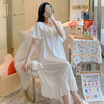2021 New Sleepwear Womens Summer Thin cotton lace short sleeves Loose Lady Sweet pure Princess Princess Pyjamas