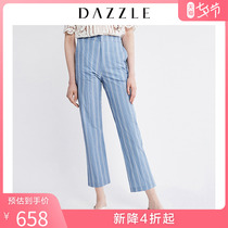 Dazzle ground element autumn new simple western style striped straight casual trousers women 2G1Q4122S