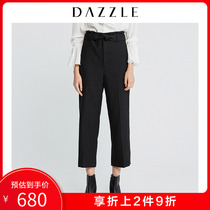 DAZZLE Landscape Autumn and Winter New Sheep Wool Flower Bud High waist strap with Waist Wide legs pants 2F4Q4051A