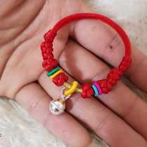 Sterling silver Baby Baby Baby Child Bell bracelet anklet bracelet avoid evil red rope full moon one year old gift