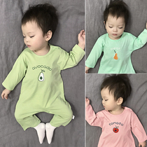  Baby clothes autumn long-sleeved Korean version of Western style harem climbing clothes newborn pajamas thin spring and autumn one-piece baby