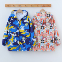 Childrens long-sleeved waterproof apron in the big childrens jacket foreign style painting clothes painting art clothing customization