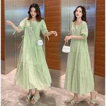 2021 new spring and summer maternity dress large size waist adjustable size tide mother loose sen women all-in-one dress
