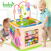 boby childrens gift wooden five-in-one multifunctional round pearl treasure box early education educational boys and girls baby toys