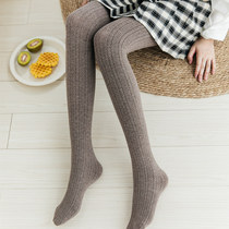 Japanese knitted striped leggings womens spring and autumn thin twist nine-point bottling socks cotton warm foot pantyhose