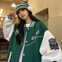 Big Code Baseball Suit Women Spring Autumn New 200 Catty Sister Design Sensation Small Crowd Street Jacket Long-sleeved Cardigan