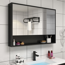  Solid wood bathroom mirror cabinet Wall-mounted bathroom mirror with shelf Washing mirror cabinet storage dressing mirror box storage