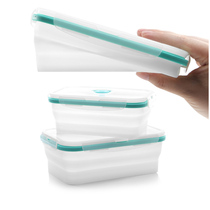 Multi-excellent life silicone fresh box Folding lunch box Refrigerator storage transparent sealed travel lunch box microwave oven