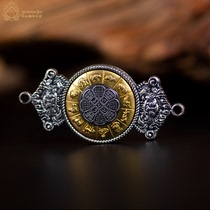Zodiac nine palaces Bagua brand sterling silver old double-sided double-headed Manjushri bagua pendant men and women with the same pendant