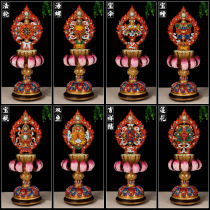 Tibetan supplies Pure copper painting tantalum boutique 9 inch auspicious fixture for Falun Lotus