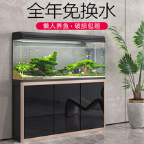 Small and medium-sized fish tank aquarium living room floor household large lazy ecological water-free glass goldfish tank with cabinet
