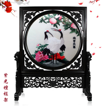 Xiang embroidery rich longevity Songhe Yannian table high-end large ornaments to send elders old birthday gifts