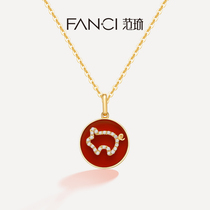 Fan Qi zodiac Pig 18K gold necklace female 18K gold little gold pig pendant choker this year