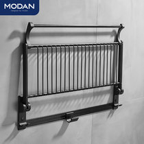 Nordic towel rack non-perforated space aluminum toilet bathroom rack black towel rack toilet hardware pendant