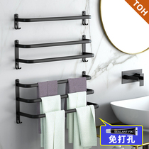 Punch-free black space aluminum towel rack towel bar single lever toilet hanging towel hanger bathroom pendant