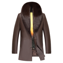 Haining leather men mens leather medium long ni overcome mens mink liner gold mink grass fur fur one mens coat