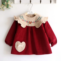 Pine fruit Park corduroy children Girls autumn and winter thick cotton waterproof coat baby clothes cute