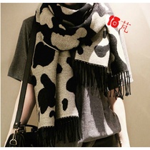 Korean cow BAO WEN spotted wild double-SIDED scarf imitation cashmere large collar warm shawl for men and WOMEN lovers