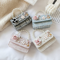 Korean version of the new pearl portable little princess coin purse children shoulder bag cute cute flower slung tide bag