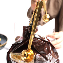 Nordic style simple metal coffee spoon clip sealing clip Milk powder spoon clip Sealing clip Gold spoon clip