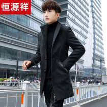 Hengyuanxiang Korean version of the trend woolen coat mens spring and autumn windbreaker medium long winter woolen coat mens autumn and winter