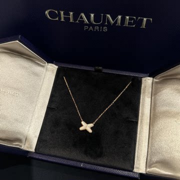 正品国内现货/尚美项链 Chaumet 交叉经典白贝母玫瑰金项链手链