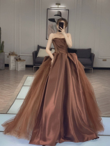 Alice minimalist atmosphere name Yuanyuan high-end Deve Bride Toast to the Pompon Dress Annual Meeting Banquet Evening Dress