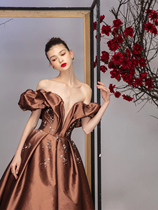 Alice simple design 2021 new evening dress banquet annual meeting toast dress bride affectionate dinner dress